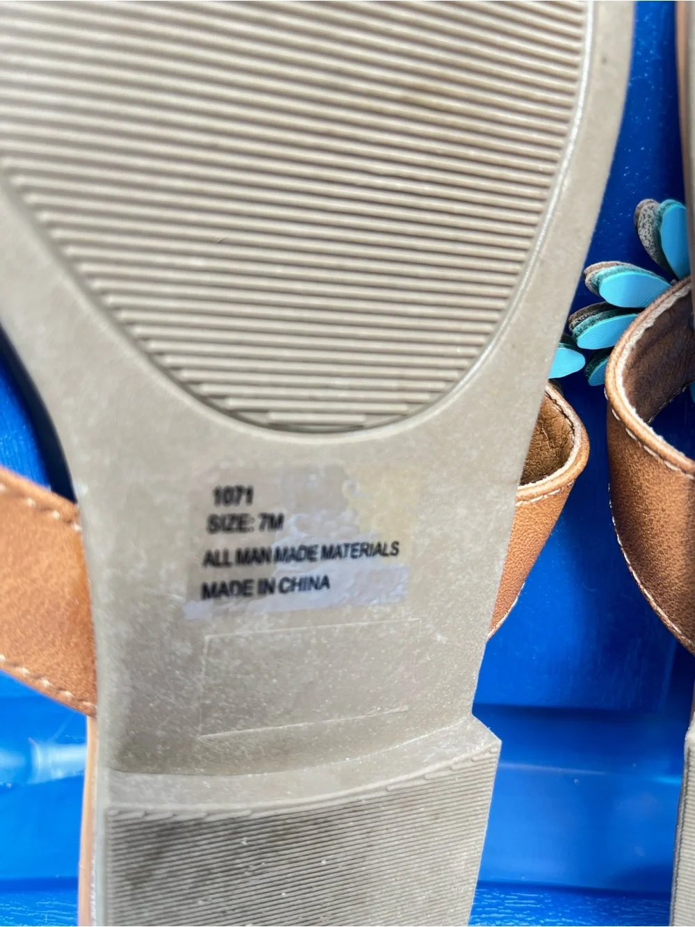 Kate Park Brown Sandals with Multicolor Daisy Accents